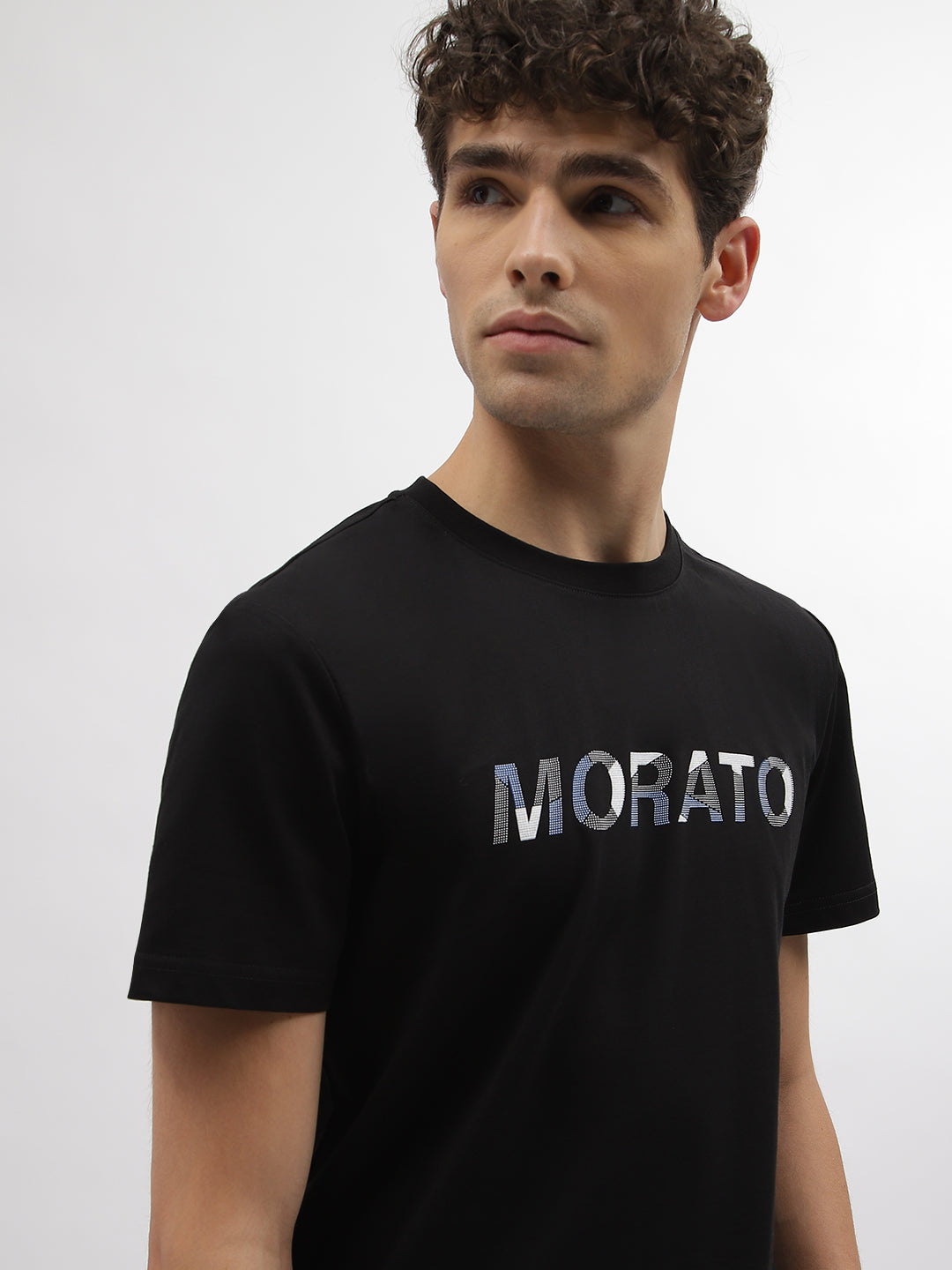 Antony Morato Men Black Printed Round Neck Short Sleeves Tshirt