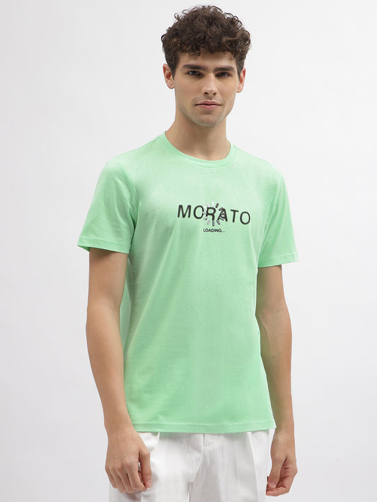 Antony Morato Men Green Printed Round Neck Short Sleeves Tshirt