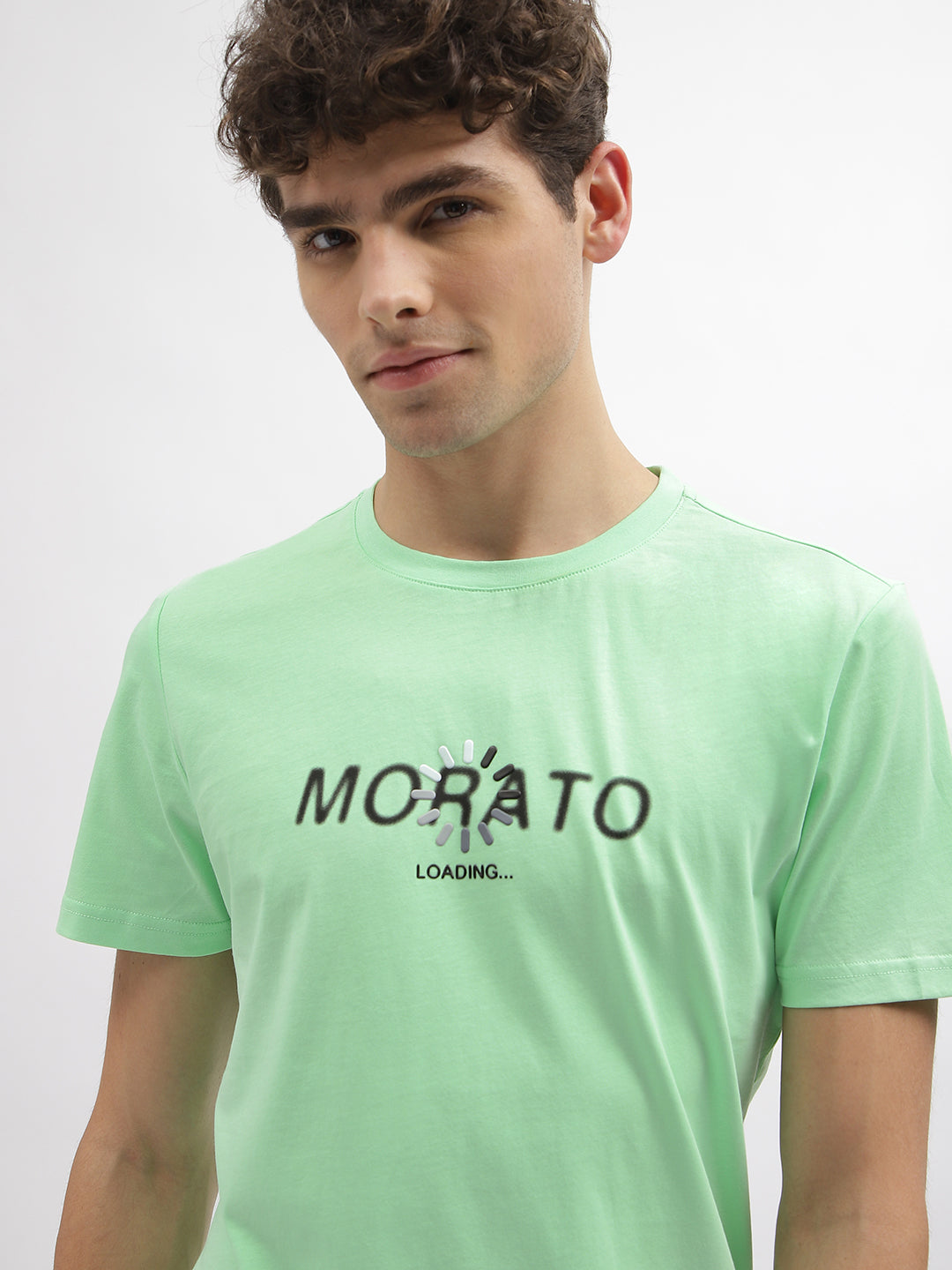 Antony Morato Men Green Printed Round Neck Short Sleeves Tshirt