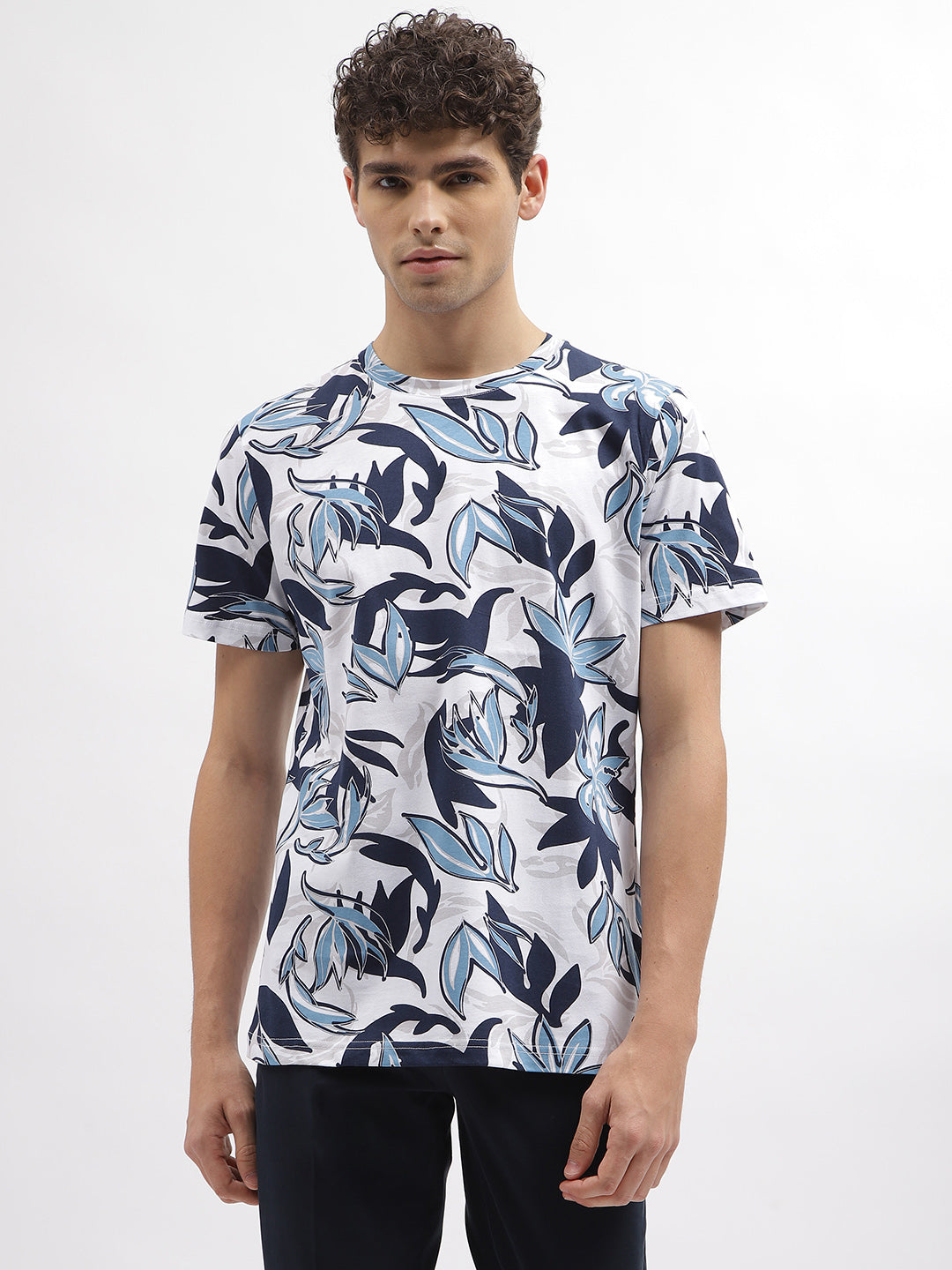 Antony Morato Men Off White Printed Round Neck Short Sleeves Tshirt