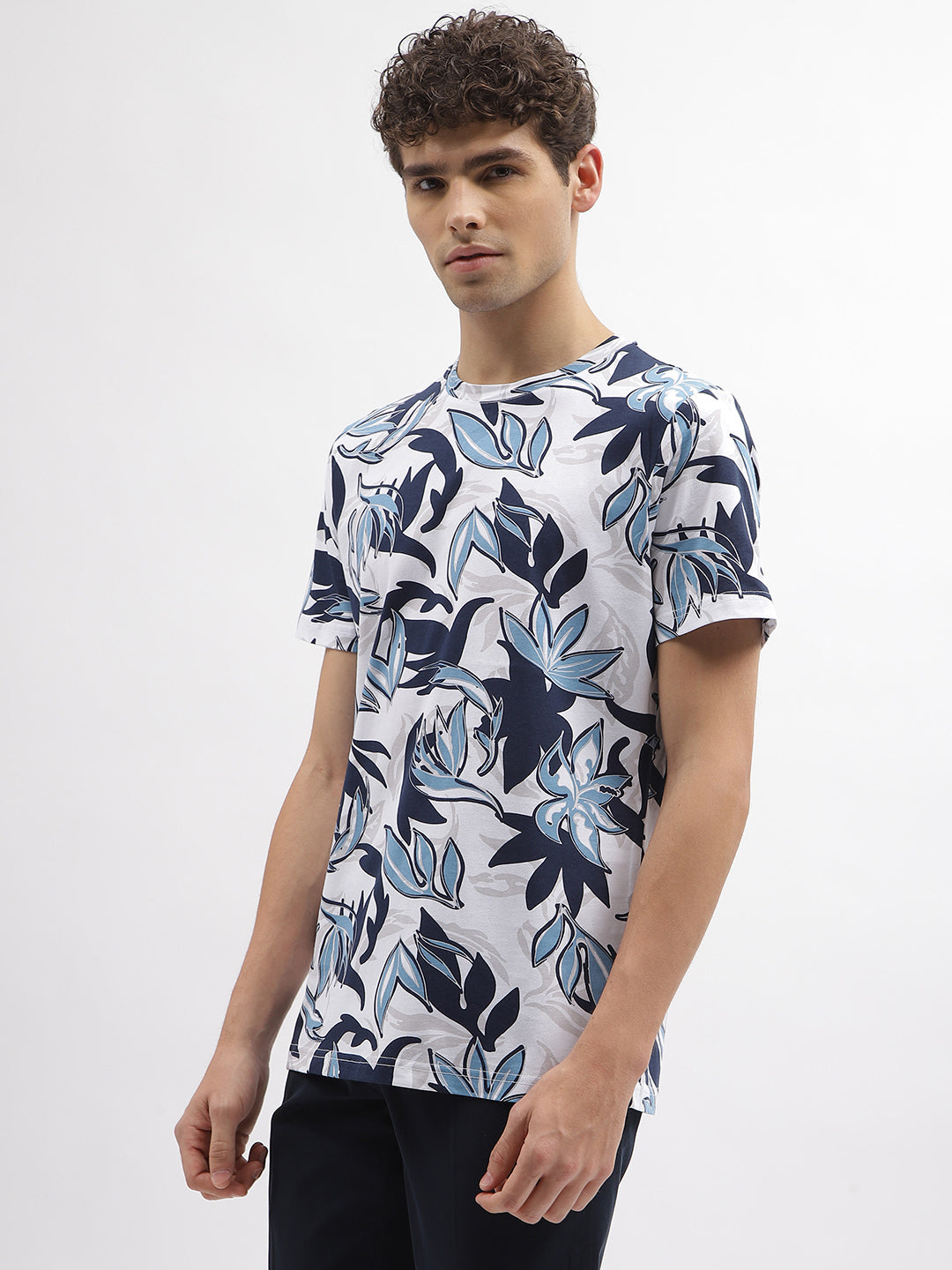 Antony Morato Men Off White Printed Round Neck Short Sleeves Tshirt