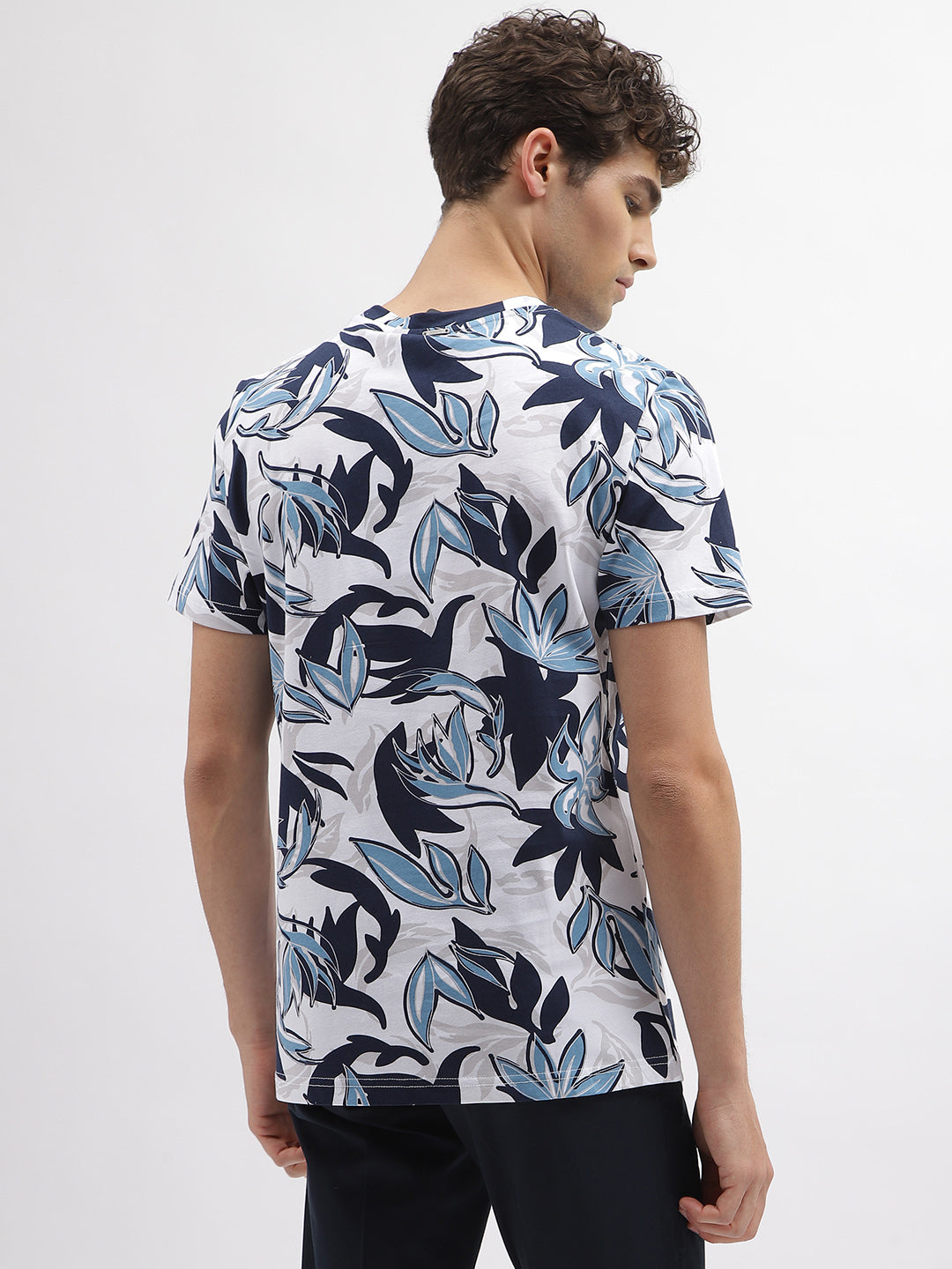 Antony Morato Men Off White Printed Round Neck Short Sleeves Tshirt