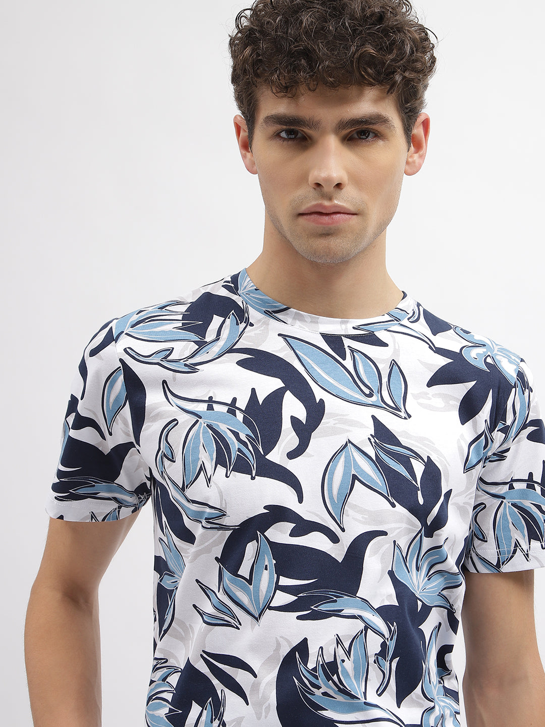 Antony Morato Men Off White Printed Round Neck Short Sleeves Tshirt