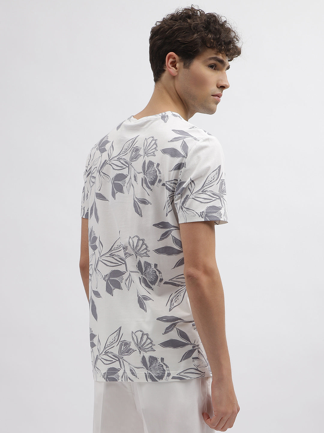 Antony Morato Men Grey Printed Round Neck Short Sleeves Tshirt