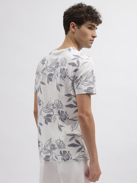 Antony Morato Men Grey Printed Round Neck Short Sleeves Tshirt