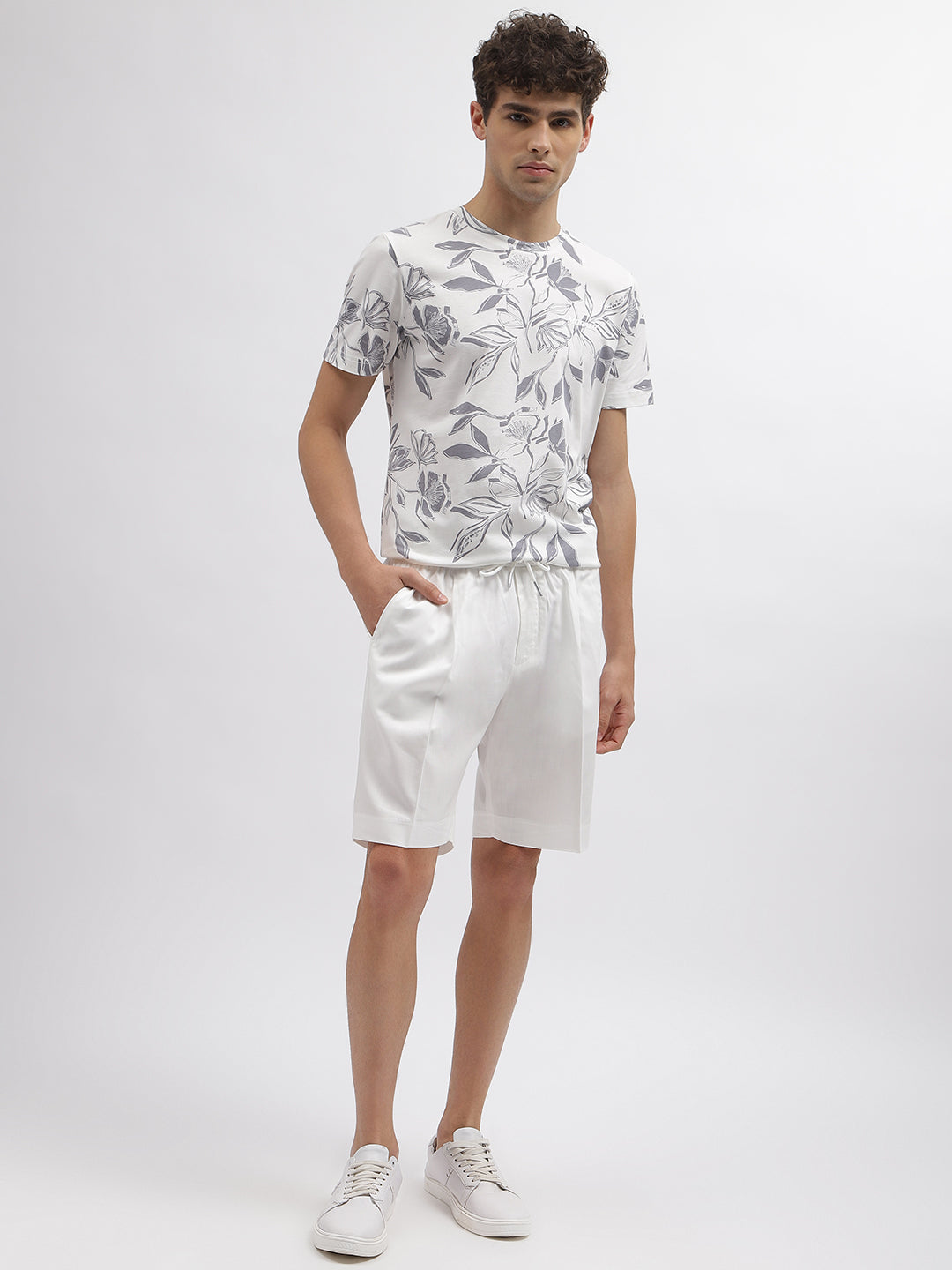 Antony Morato Men Grey Printed Round Neck Short Sleeves Tshirt