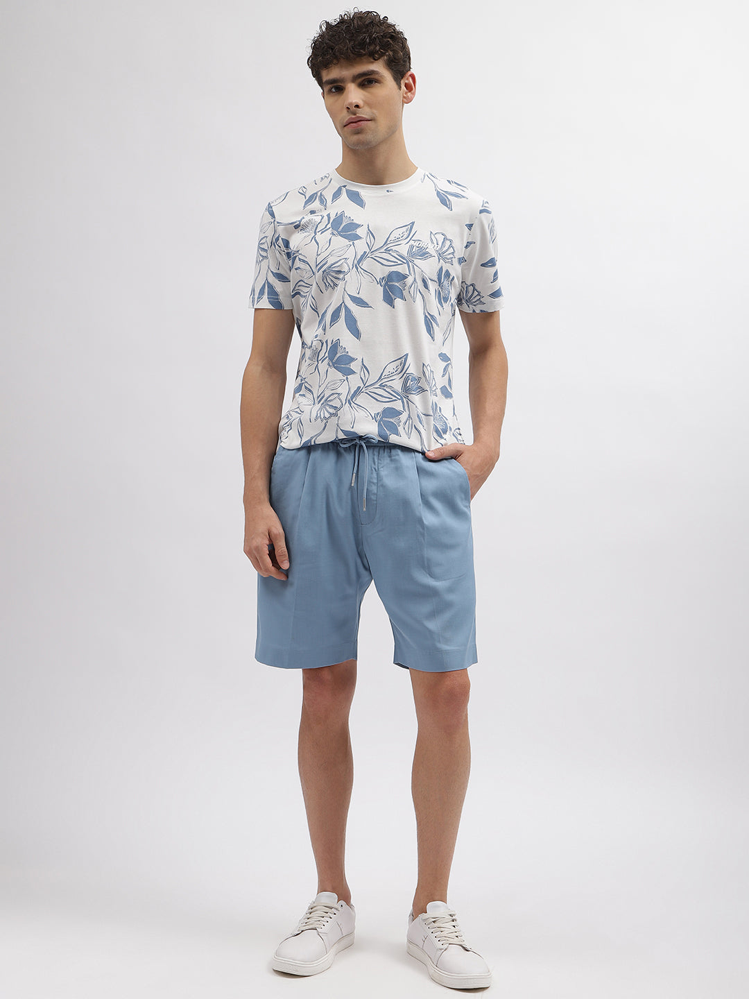 Antony Morato Men Blue Solid Slim Fit Mid-Rise Shorts
