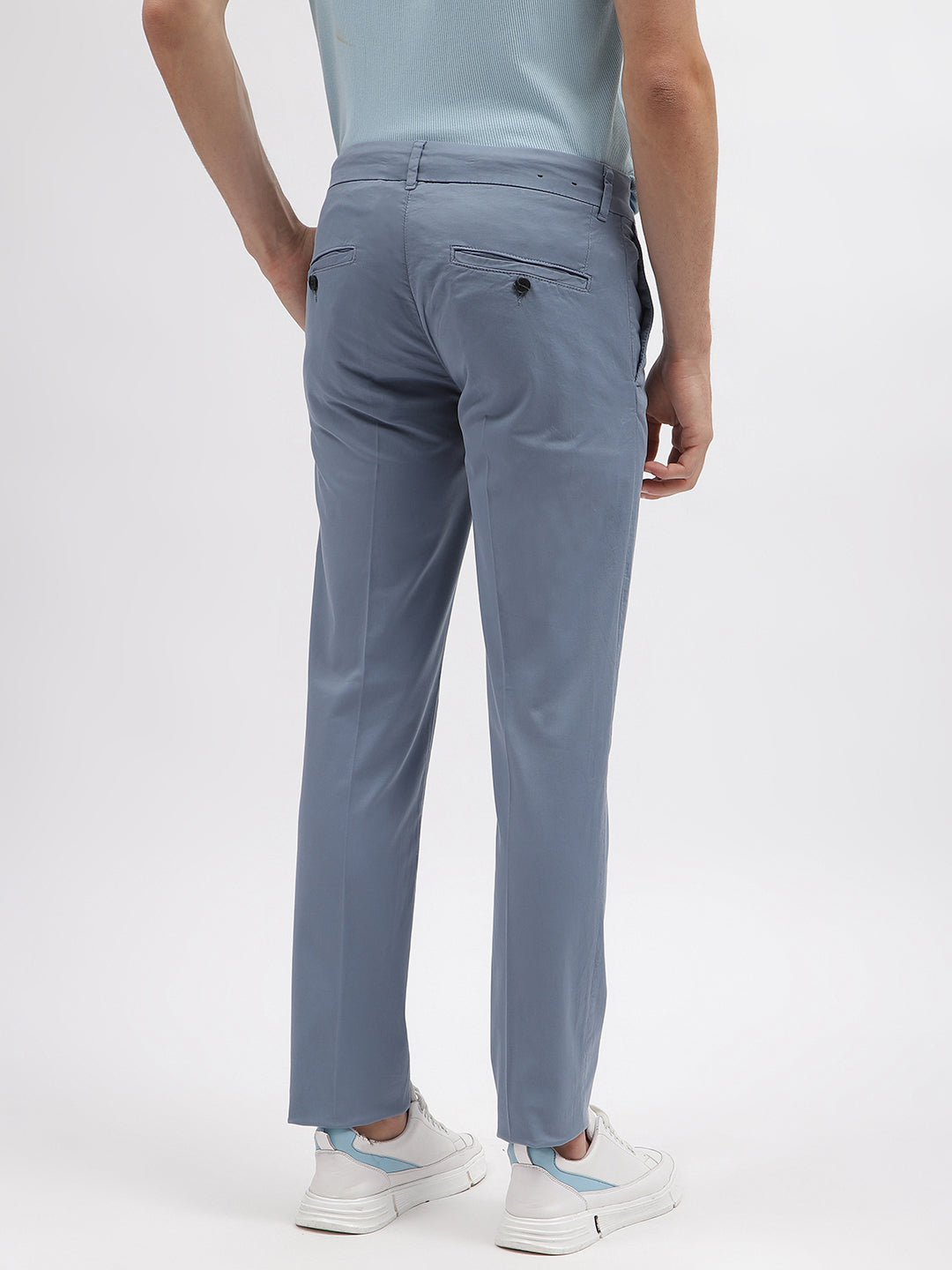 Antony Morato Men Blue Solid Skinny Fit Mid-Rise Trouser