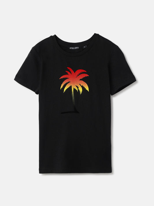 Antony Morato Boys Black Printed Tshirt