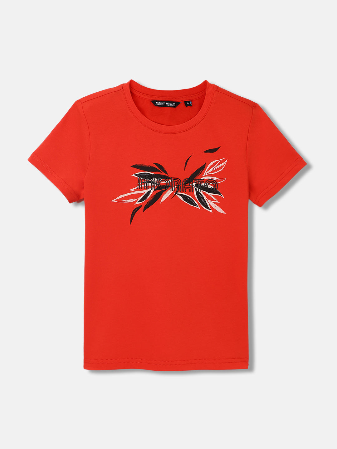 Antony Morato Kids Red Printed Round Neck Short Sleeves Tshirt