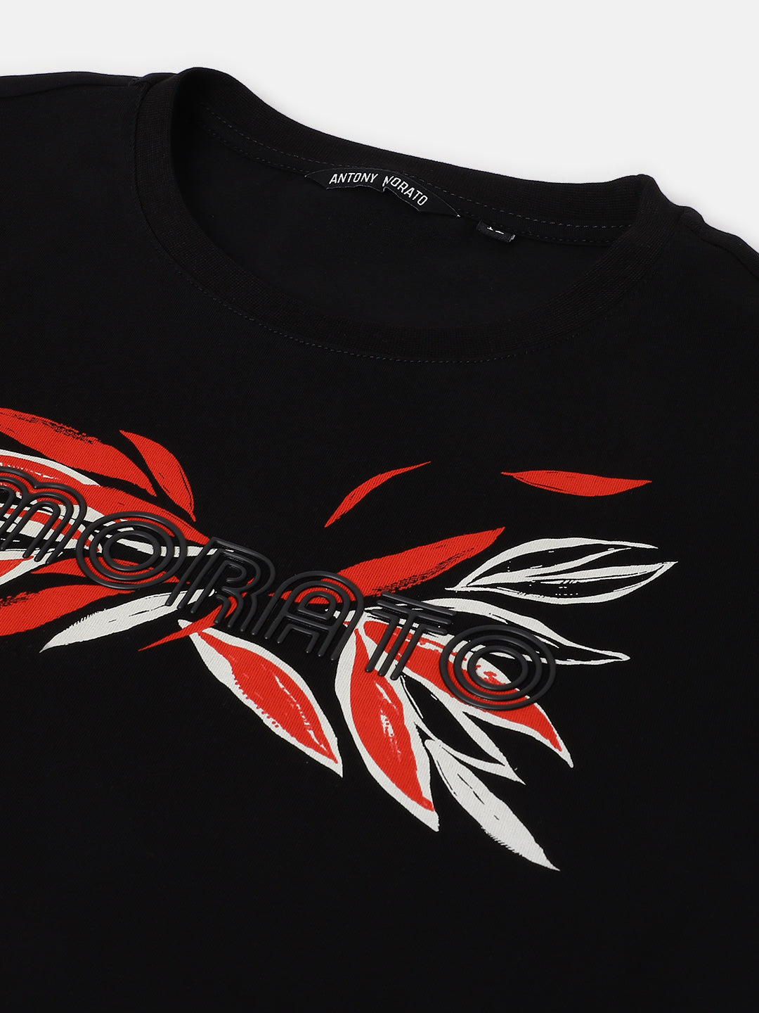 Antony Morato Kids Black Printed Round Neck Short Sleeves Tshirt