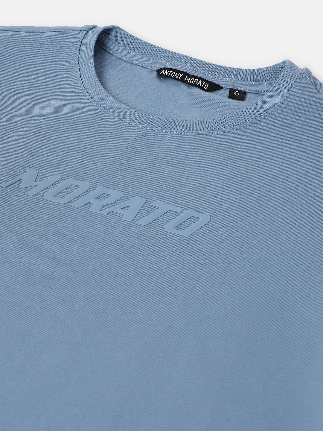 Antony Morato Boys Blue Solid Round Neck Short Sleeves Tshirt