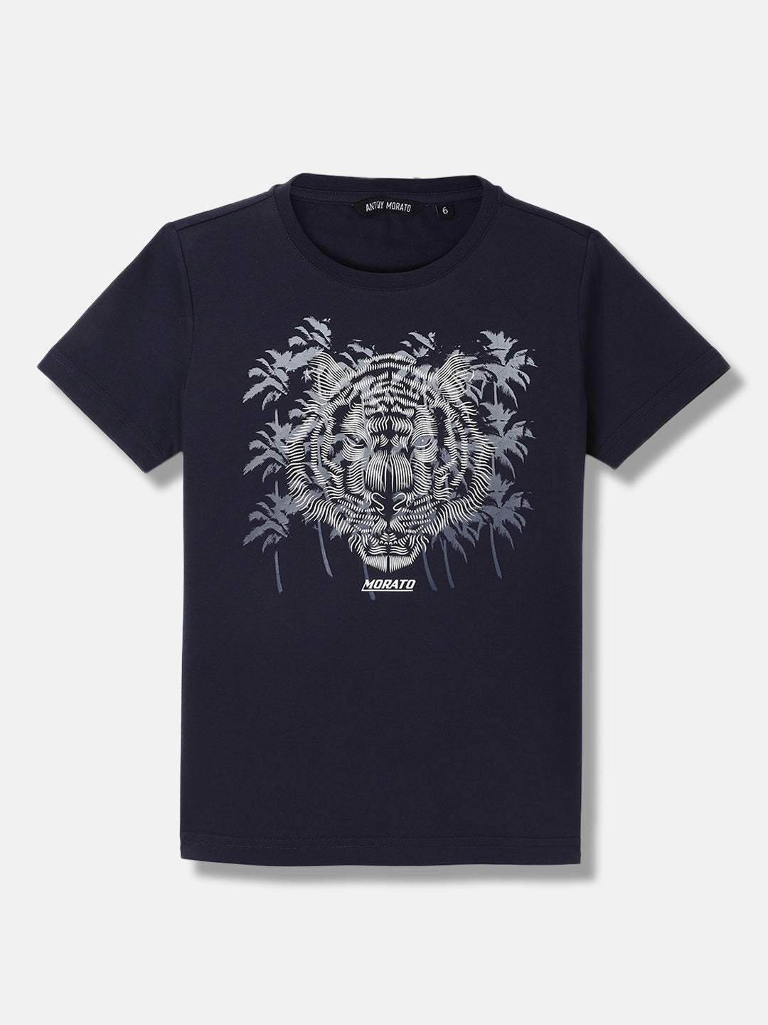 Antony Morato Boys Blue Printed Round Neck Short Sleeves Tshirt