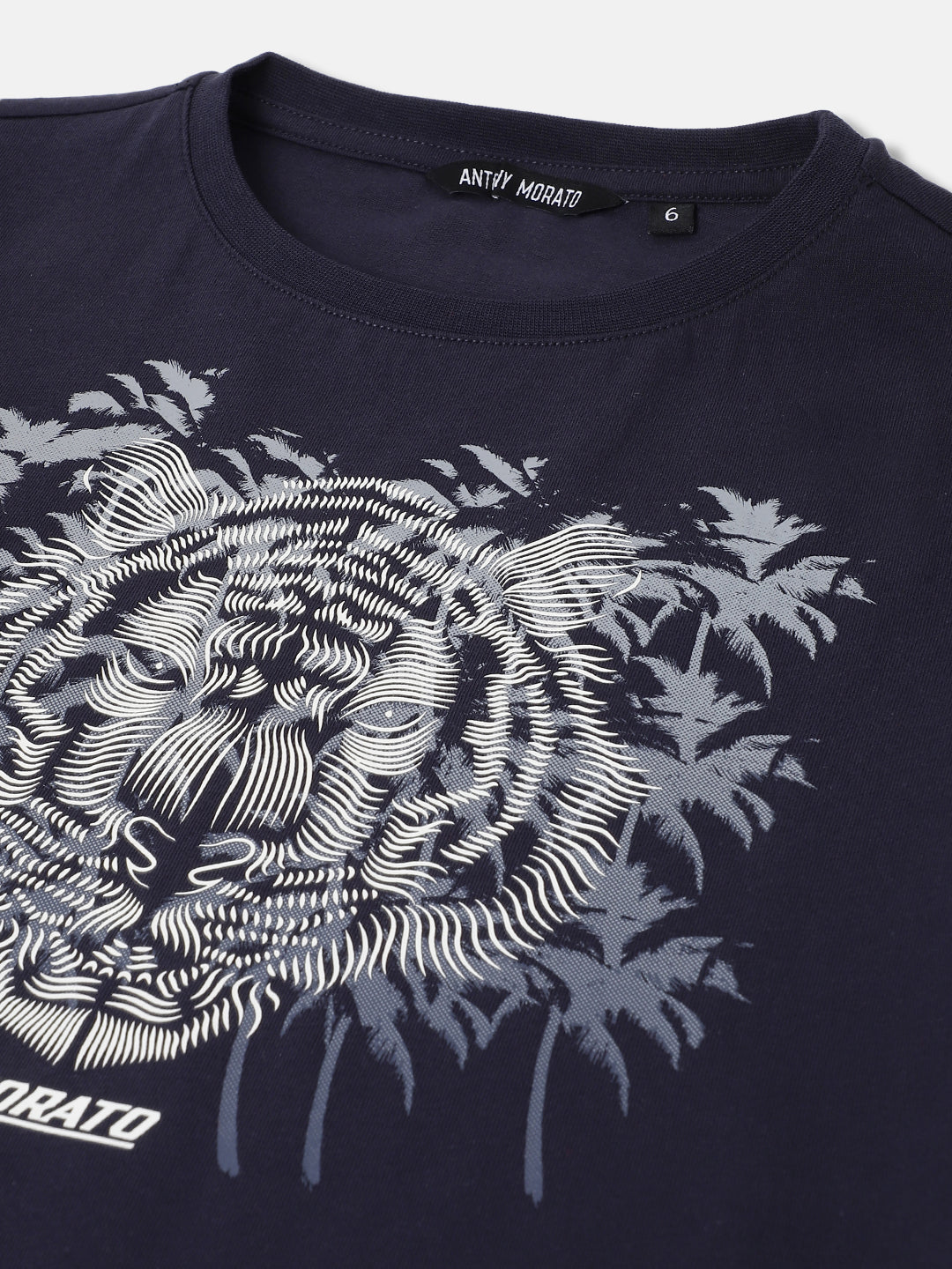 Antony Morato Boys Blue Printed Round Neck Short Sleeves Tshirt