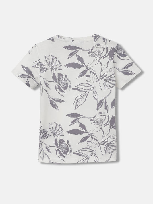 Antony Morato Boys Grey Printed Round Neck Short Sleeves Tshirt