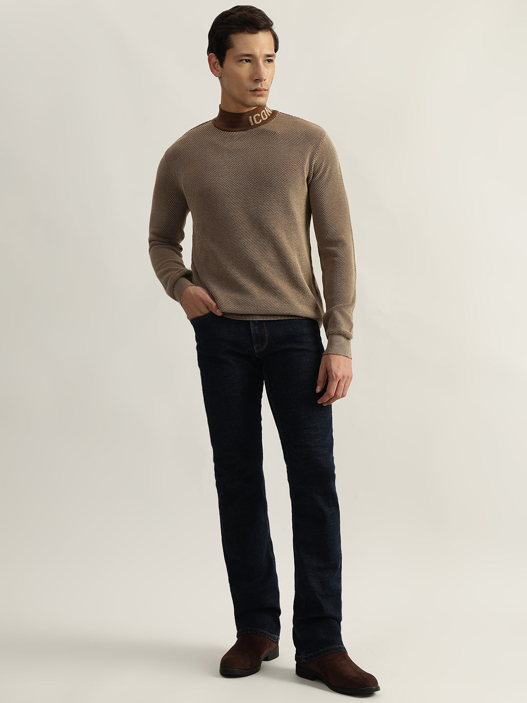 Shop Iconic Men Blue Solid Boot Cut Mid-Rise Jeans Online – Iconic