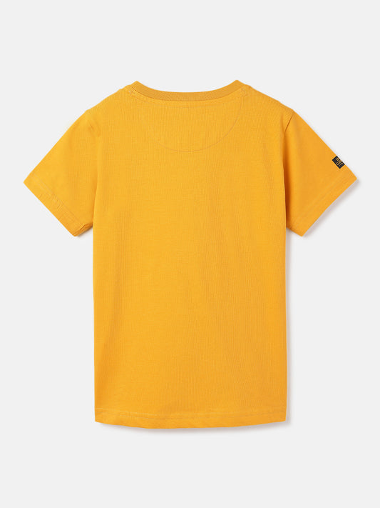 Blue Giraffe Boys Yellow Solid Round Neck  Short Sleeve Tshirt