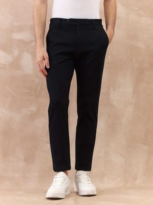 Iconic Men Blue Slim Fit Textured Trouser