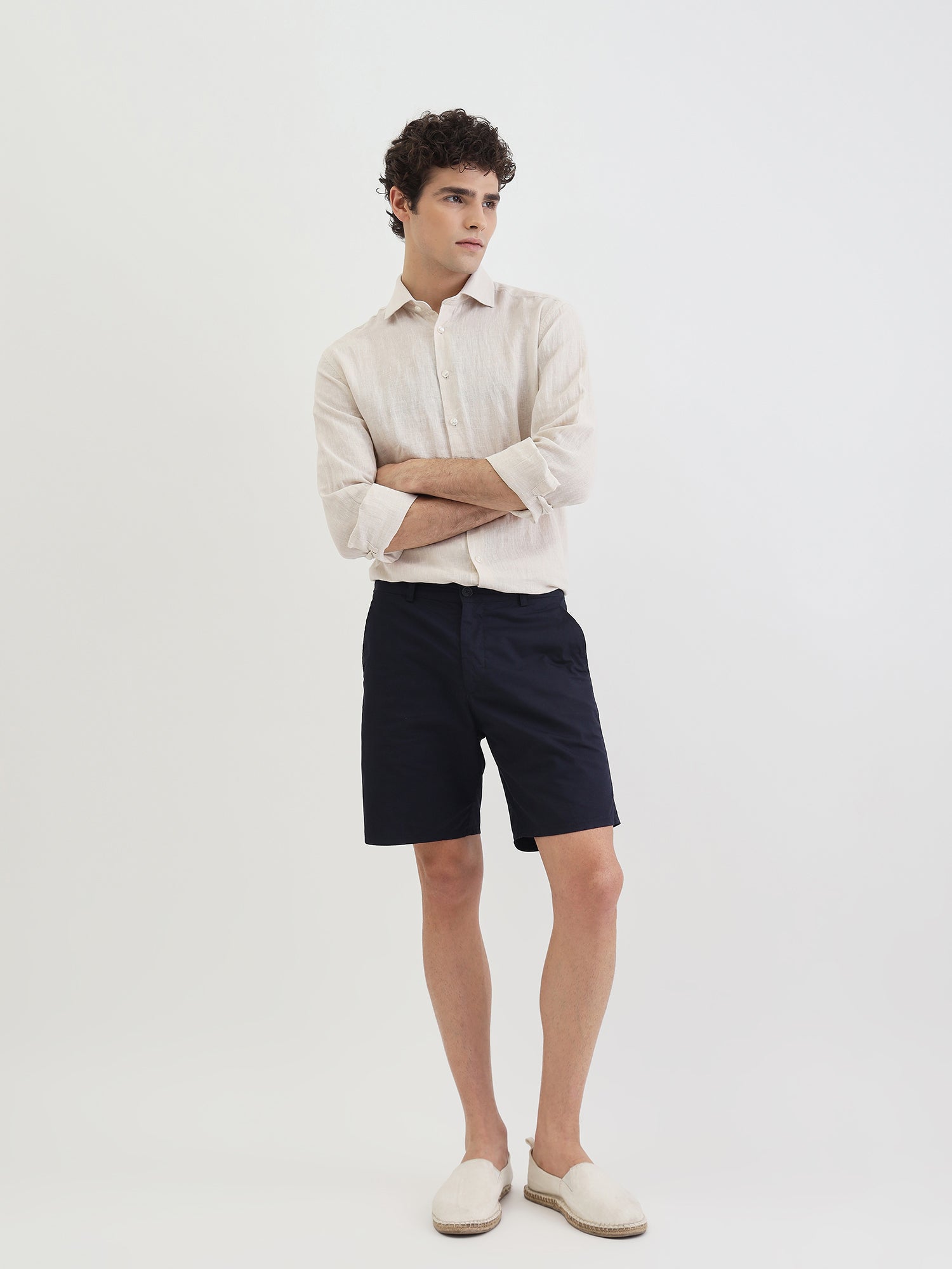 Bruun & Stengade Men Beige Solid Collar Shirt