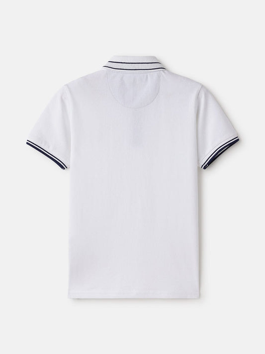 Blue Giraffe Kids White Regular Fit Solid Polo Tshirt