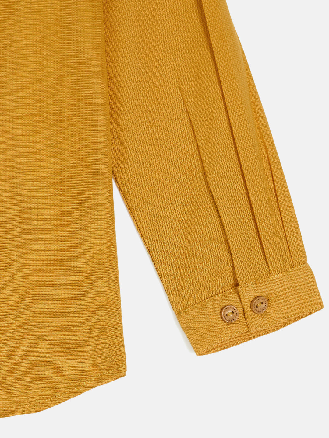 Blue Giraffe Boys Mustard Band Collar Full Sleeve Solid Shirt