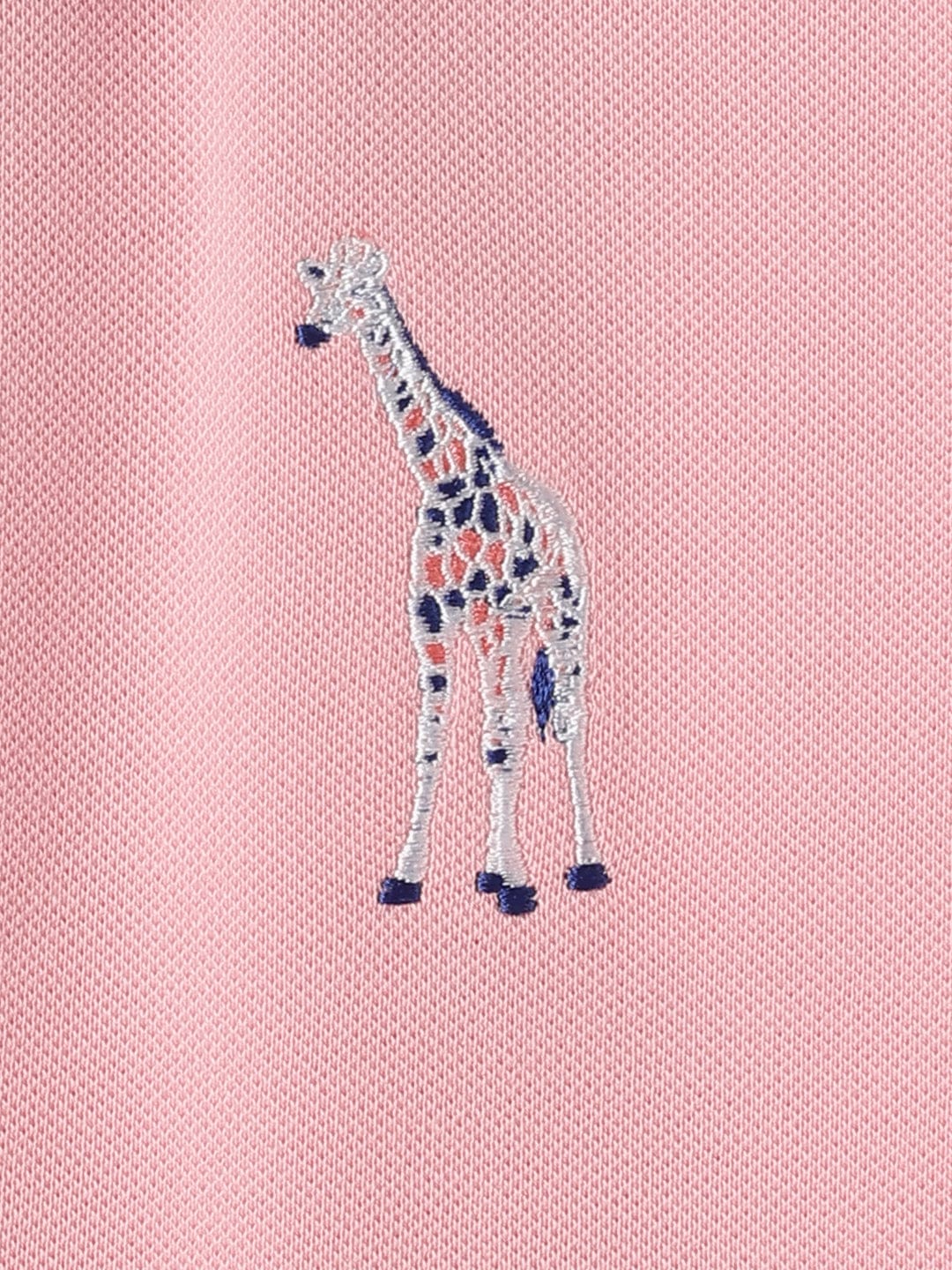 Blue Giraffe Kids Pink Regular Fit Solid Polo Tshirt
