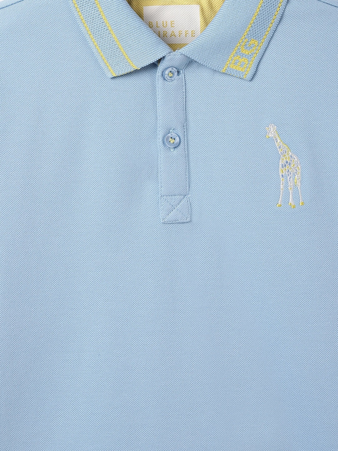 Blue Giraffe Boys Blue Polo Collar Short Sleeve Solid Tshirt