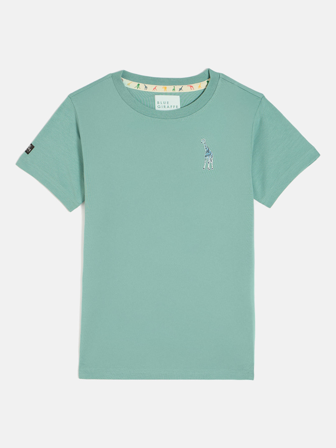 Blue Giraffe Boys Green Round Neck Short Sleeves Tshirt