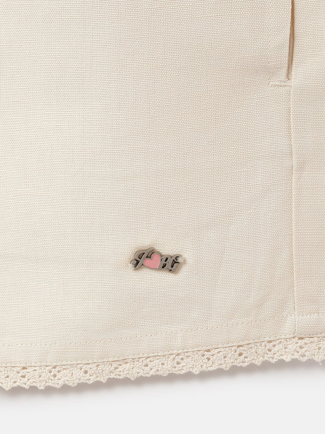 Blue Giraffe Girls Cream High Rise Regular Fit Smocked Waistband Shorts