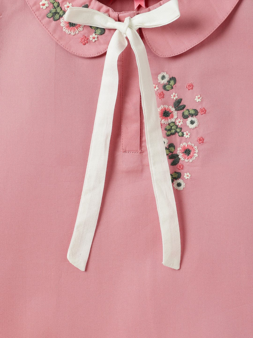 Blue Giraffe Girls Pink Solid Peterpan Collar Top