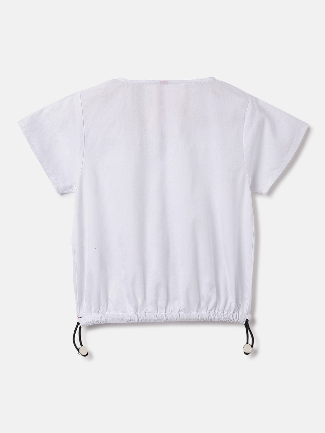 Blue Giraffe Kids White Solid Round Neck Top