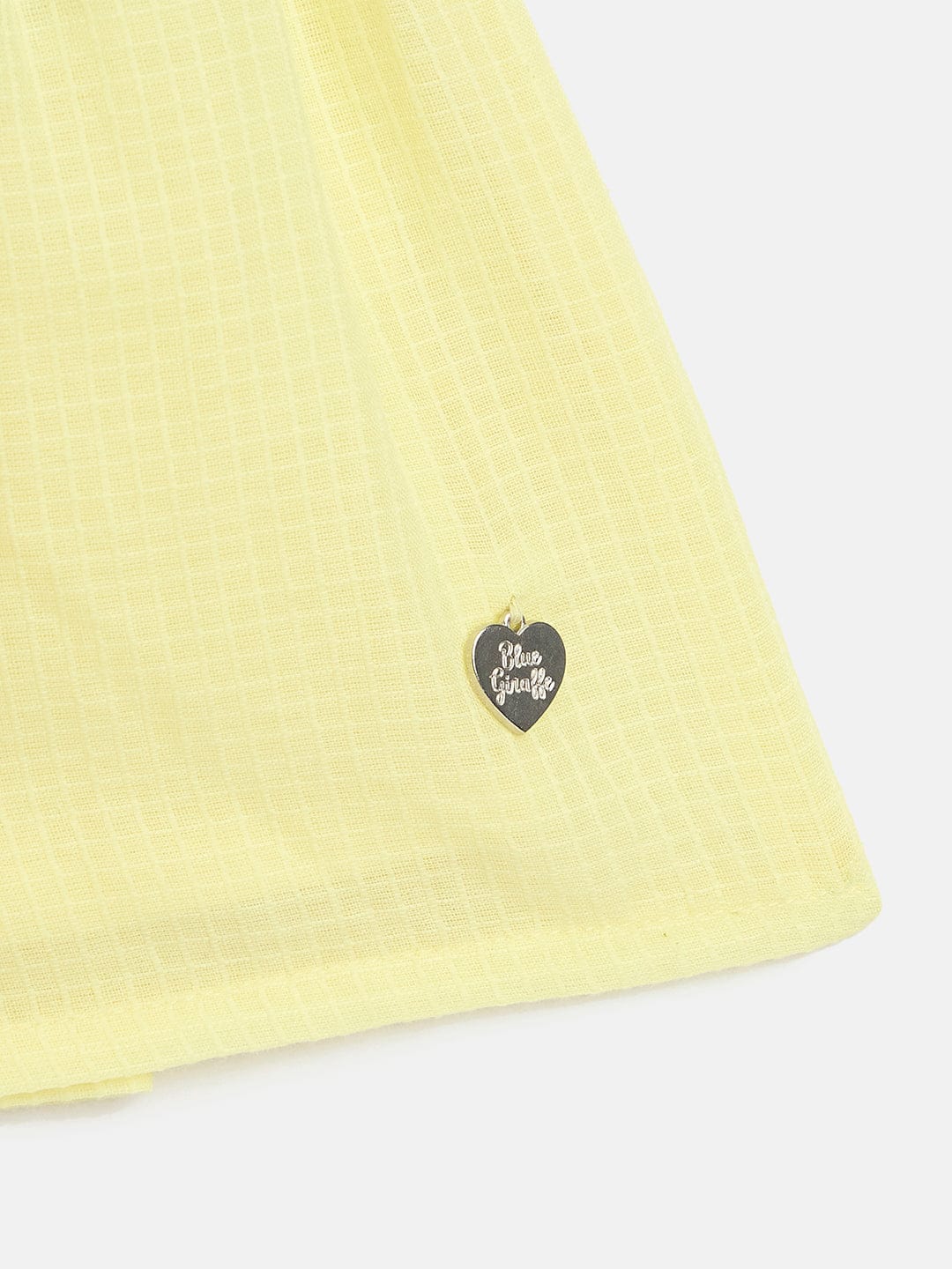 Blue Giraffe Girls Yellow Solid Square Neck Dress