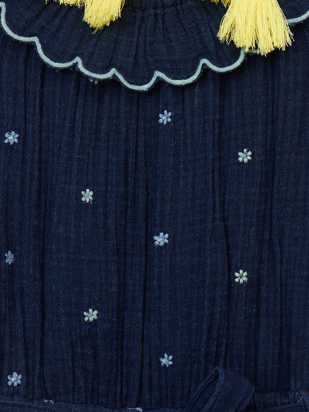 Blue Giraffe Girls Blue Solid Square Neck Playsuit