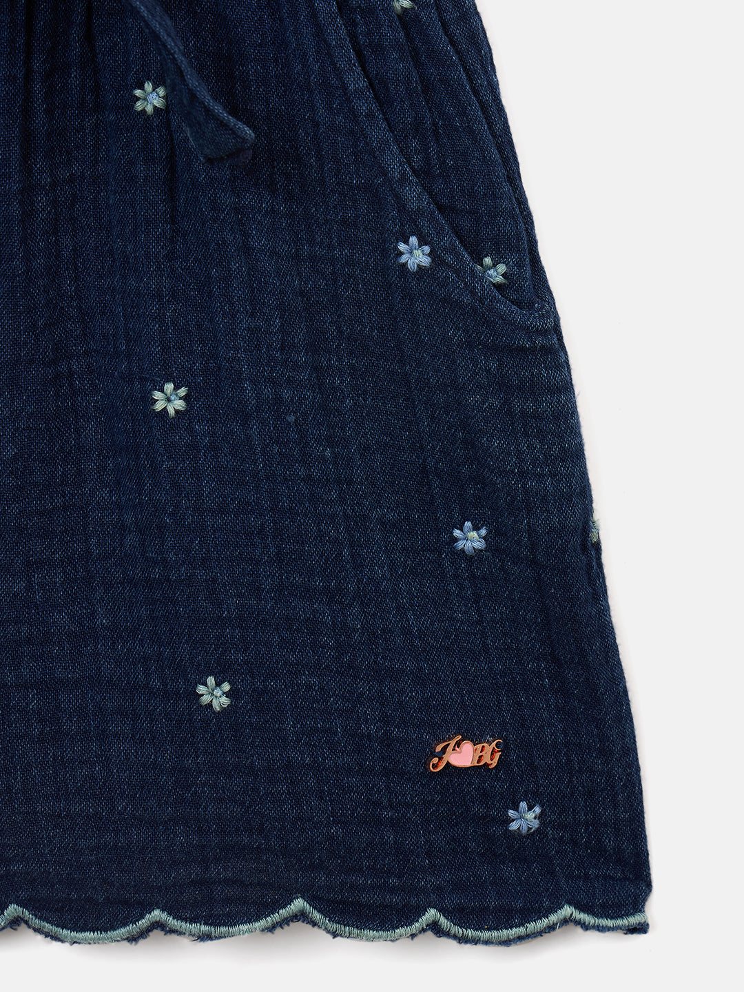 Blue Giraffe Girls Blue Solid Square Neck Playsuit