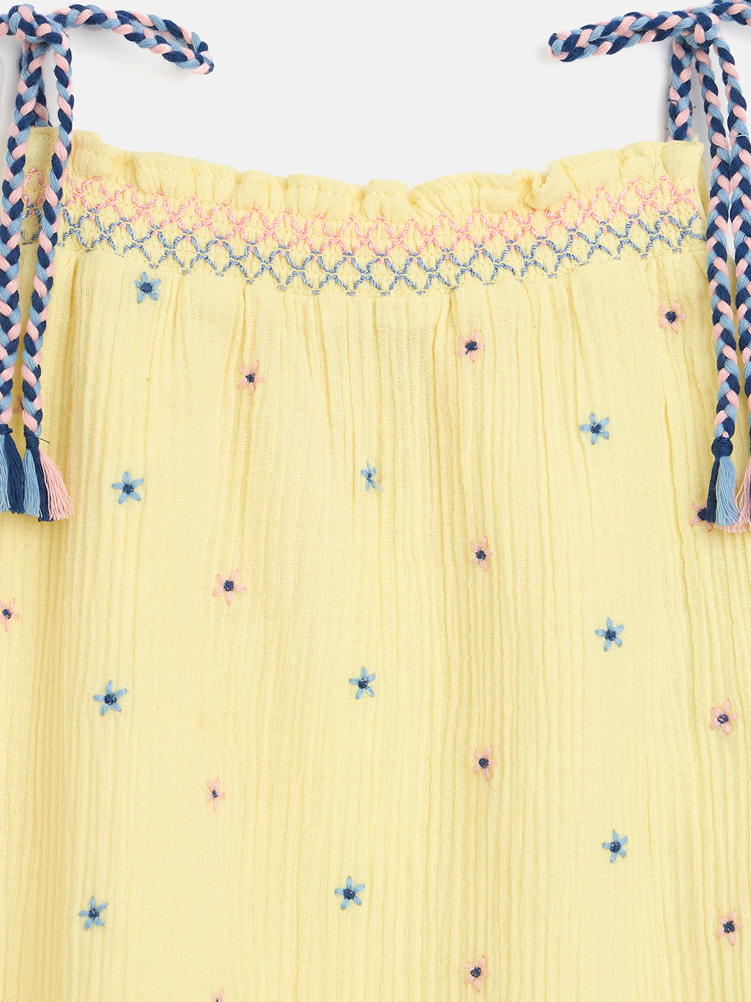 Blue Giraffe Girls Yellow Solid Square Neck Top