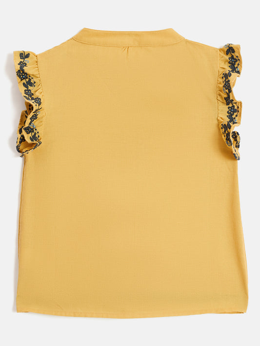 Elle Kids Yellow Relaxed Fit Solid Top