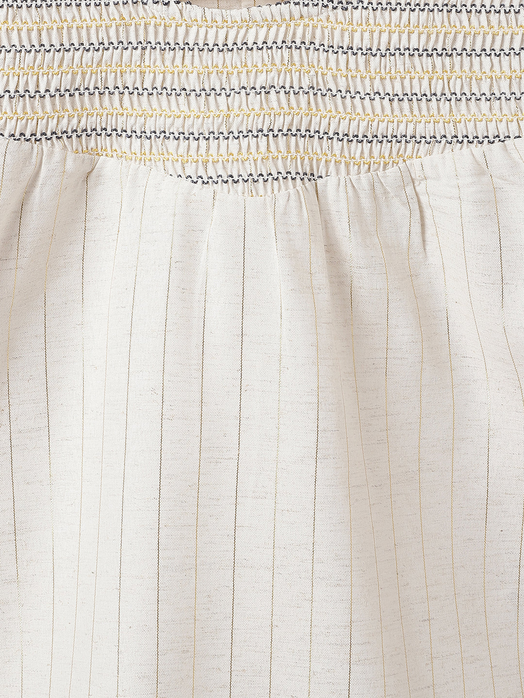 Elle Girls White Round Neck Half Sleeve Floral embroidery Regular Top