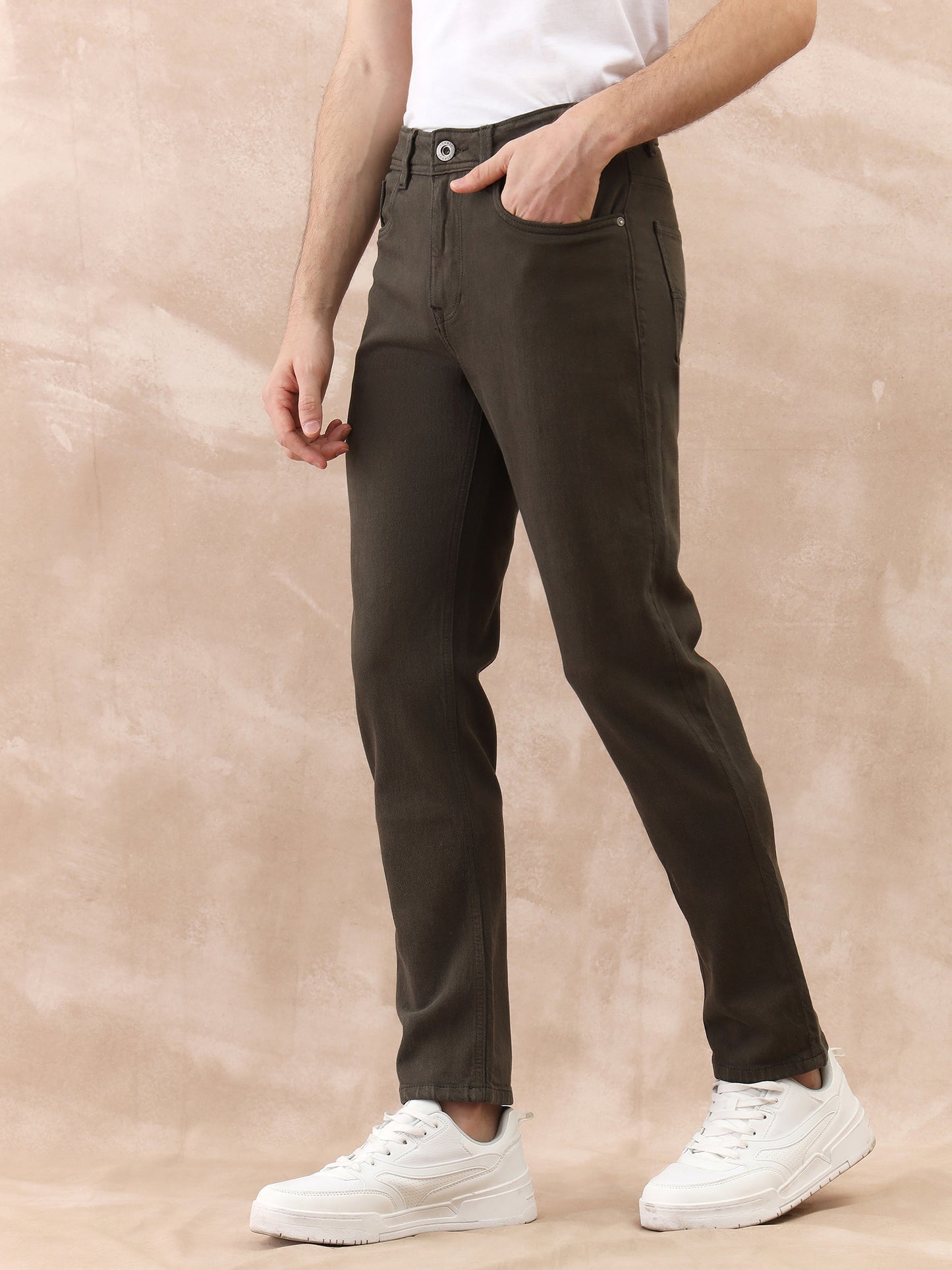 Iconic Men Green Slim Fit Solid Jeans