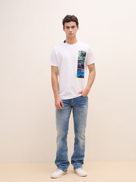 Iconic Men Blue Boot Cut Solid Jeans