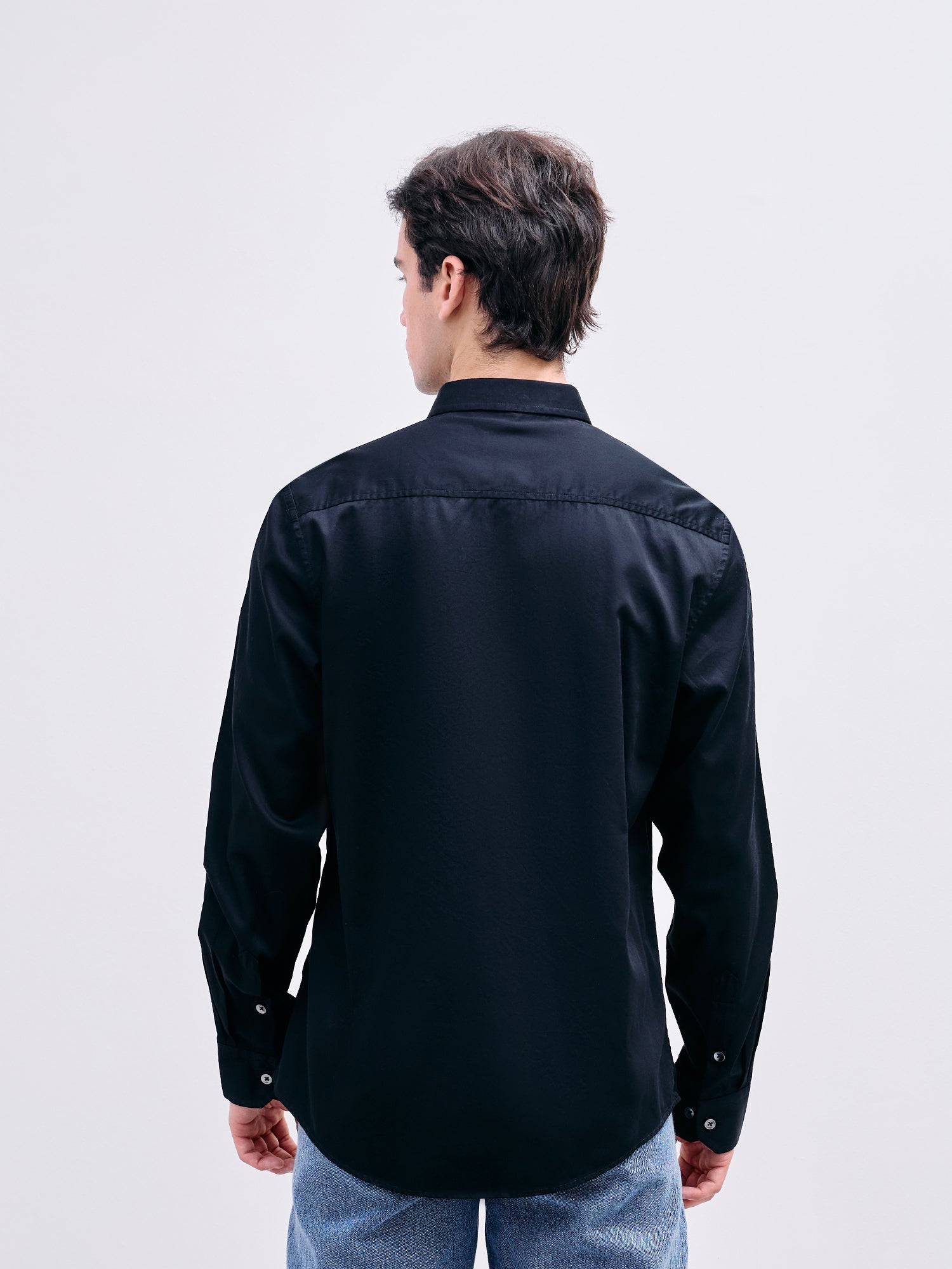 Iconic Men Black Solid Collar Shirt