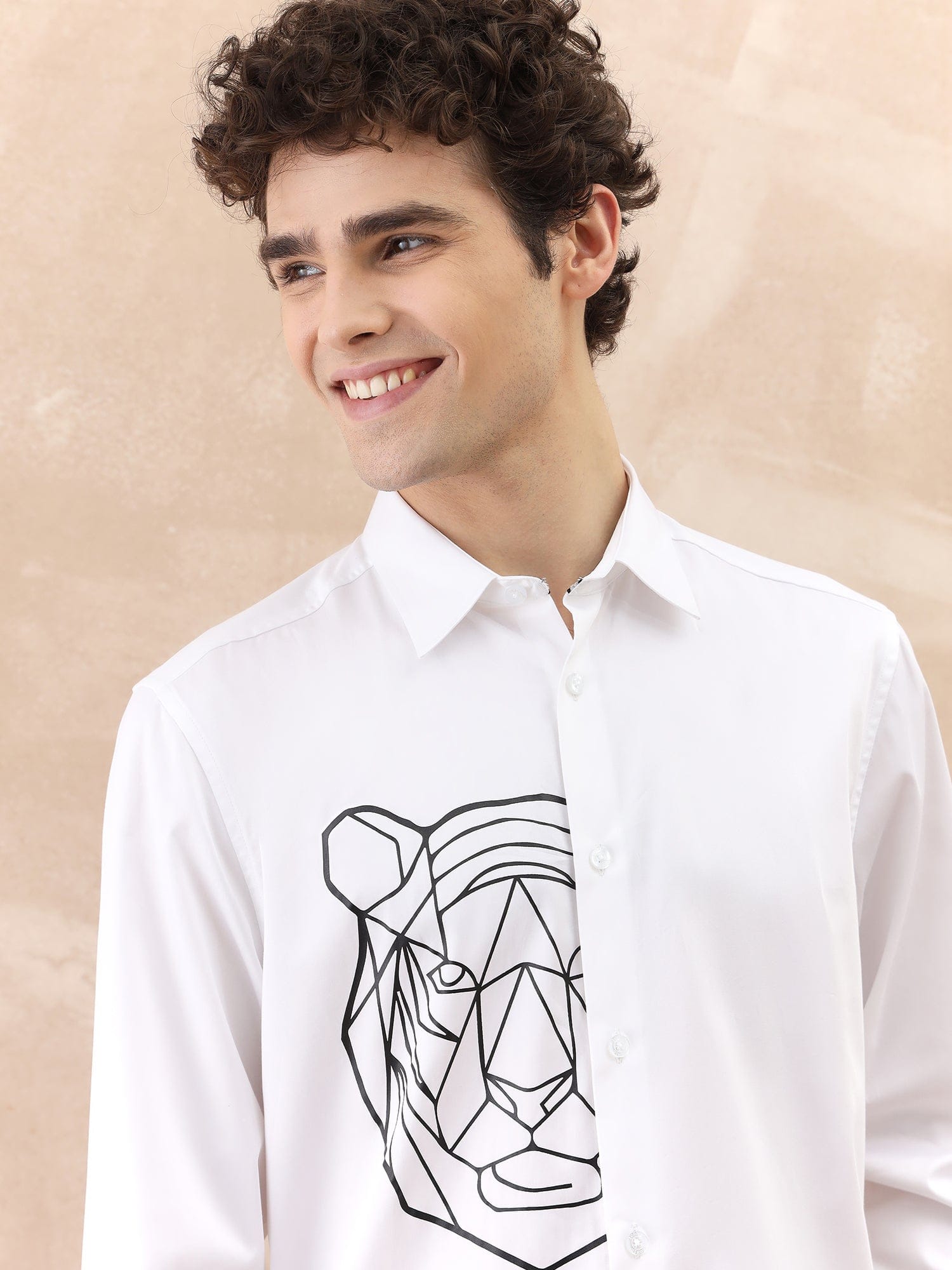 Iconic Men White Printed Collar Shirt