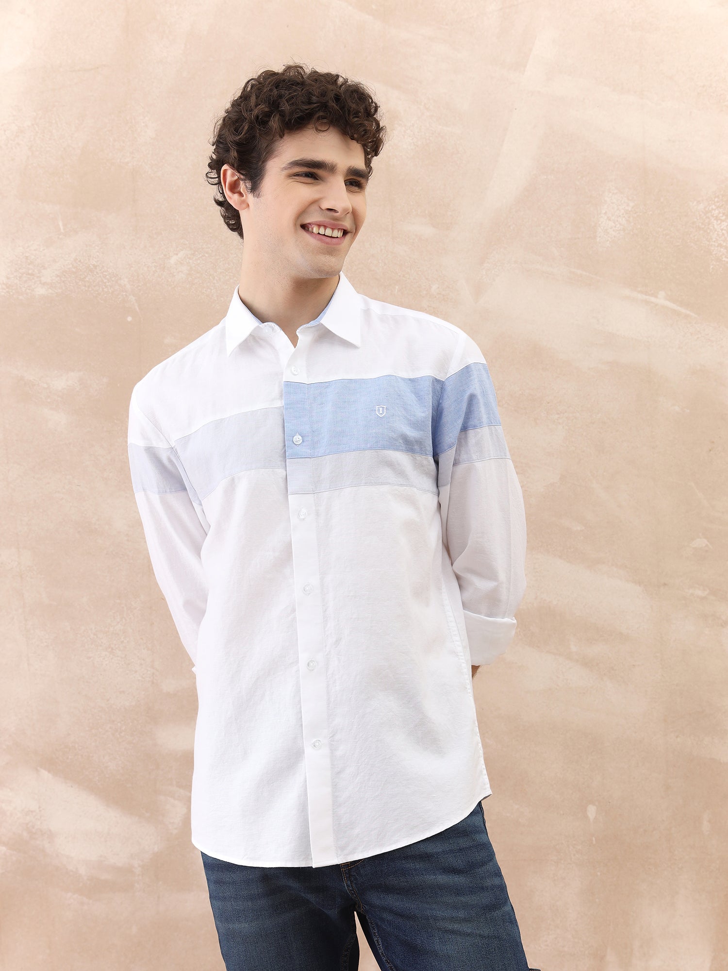 Iconic Men White Solid Collar Shirt