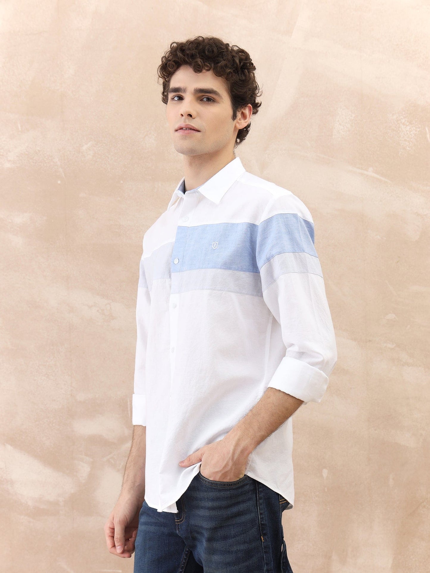 Iconic Men White Solid Collar Shirt