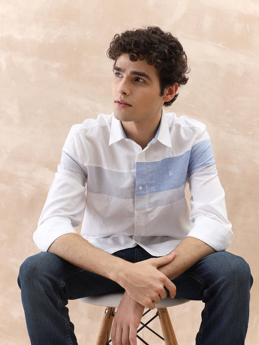 Iconic Men White Solid Collar Shirt