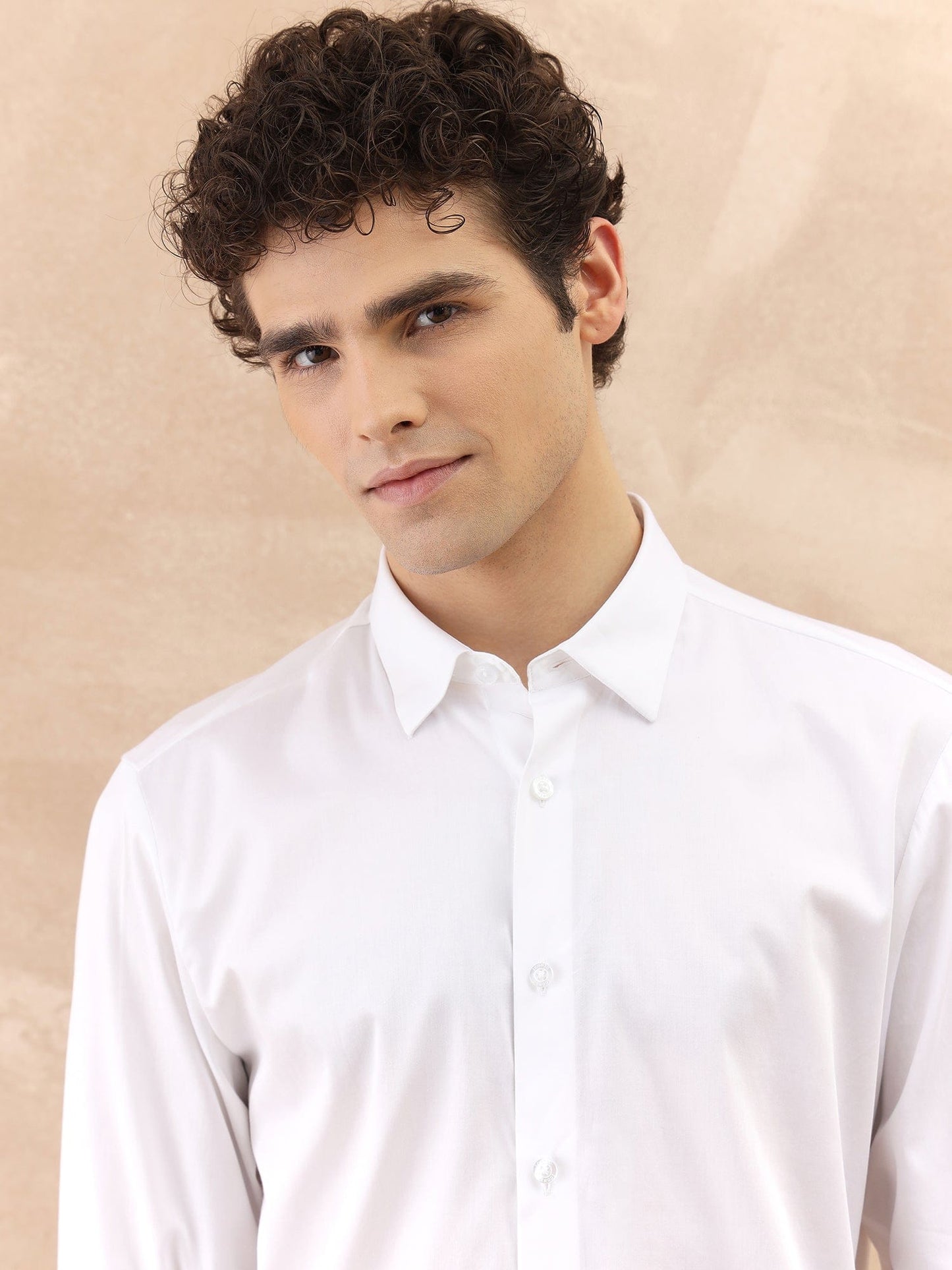 Iconic Men White Solid Collar Shirt