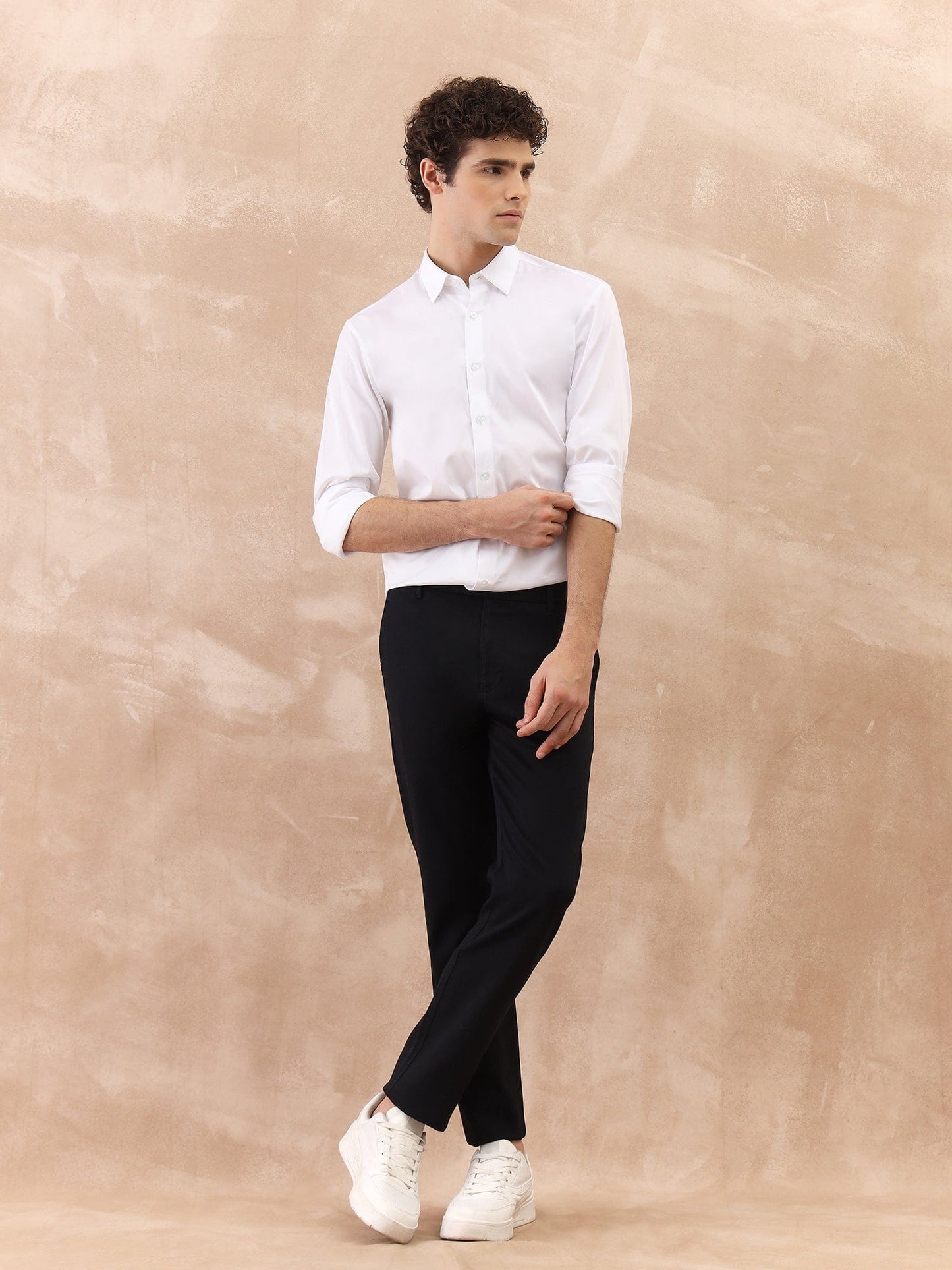 Iconic Men White Solid Collar Shirt