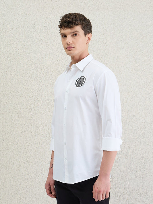 Iconic Men White Solid Collar Shirt
