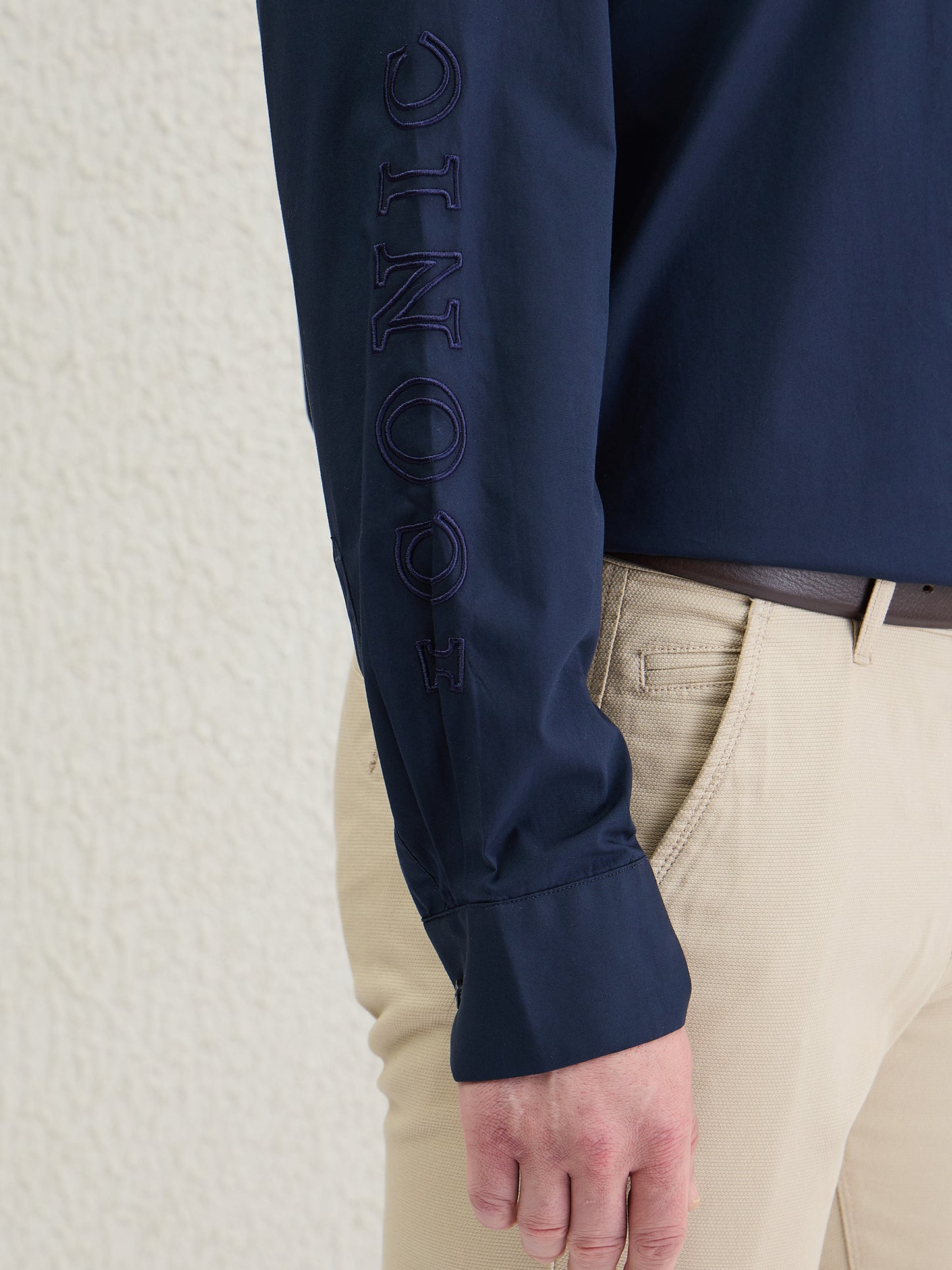 Iconic Men Blue Solid Collar Shirt