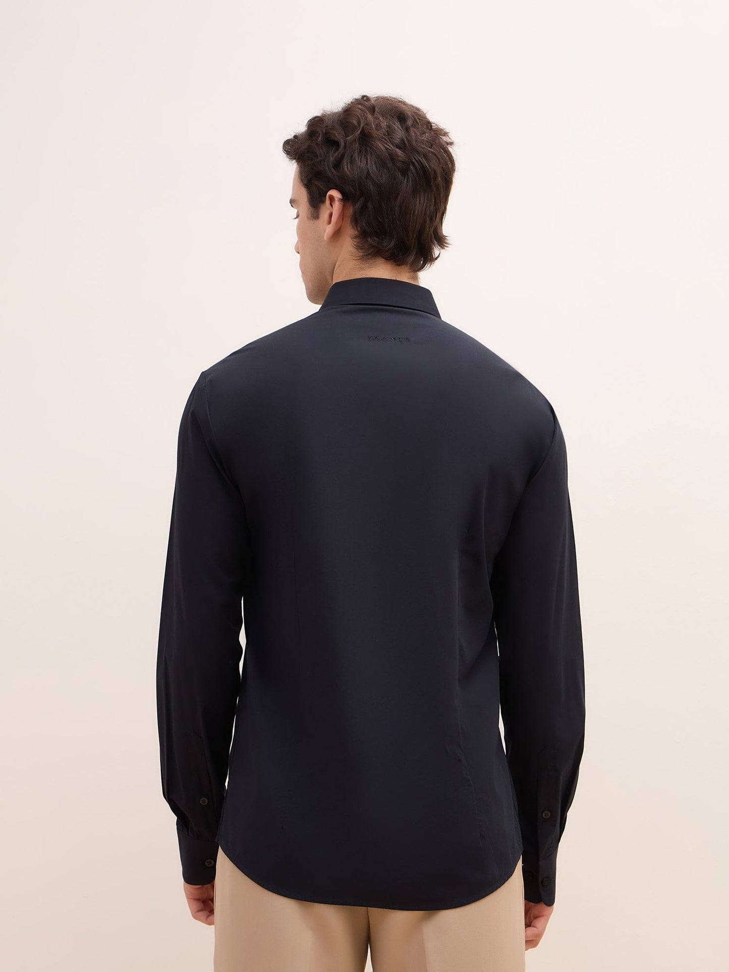 Iconic Men Black Solid Collar Shirt