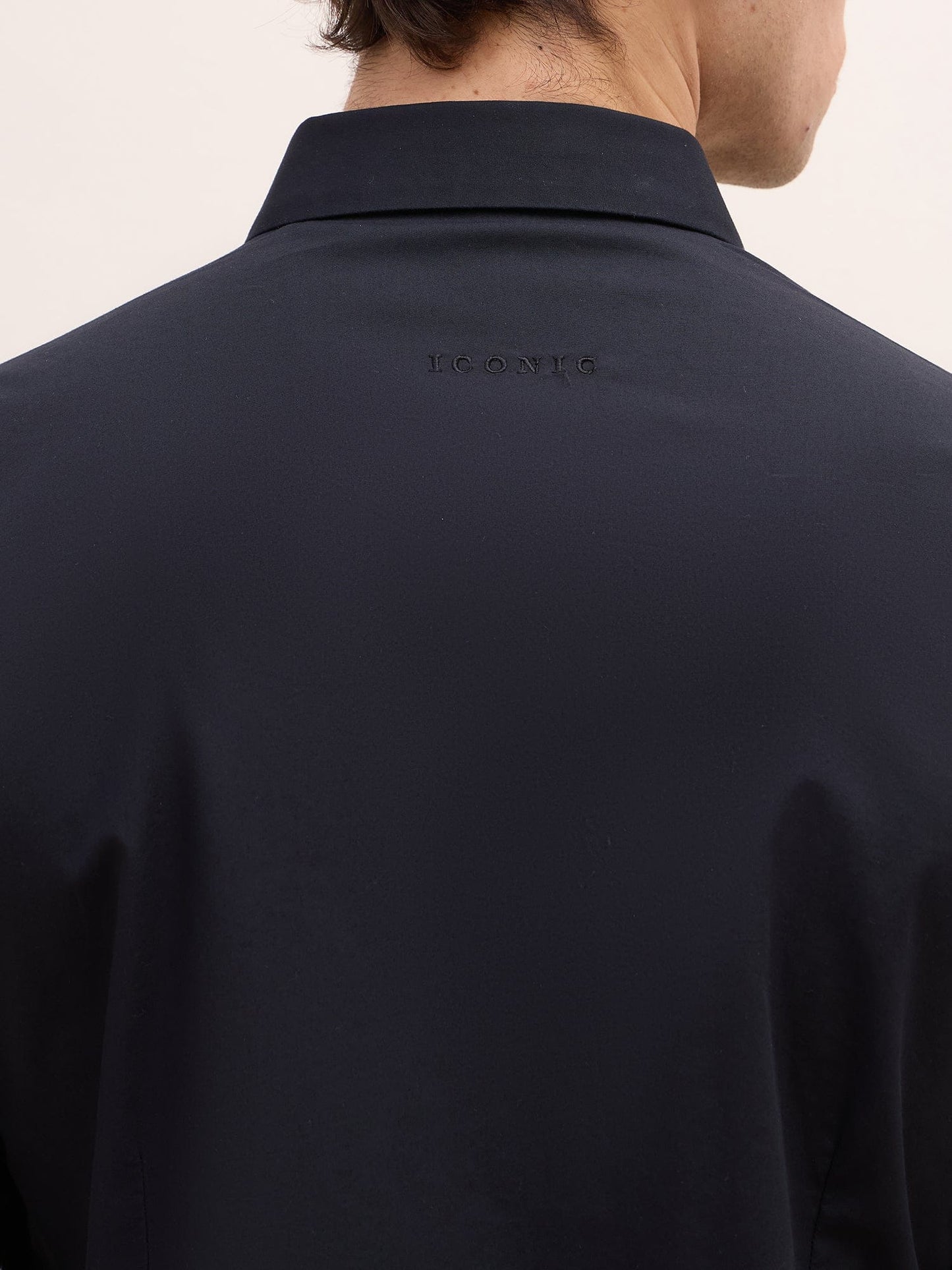 Iconic Men Black Solid Collar Shirt